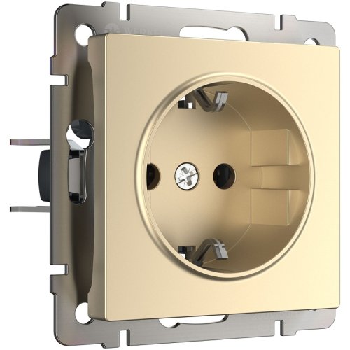 Розетка с заземлением без рамки Werkel 1-м. шампань металлик картинка